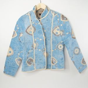 Khangura women's mandarin collar blue tan